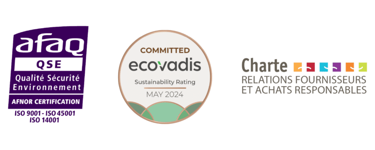 Logos des certifications Sécurité, Qualité, Environnement (SQE) d'ENSIO